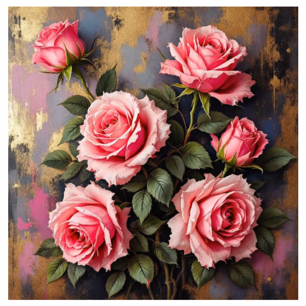 Diamanttavla Rosa Rosor 50x50