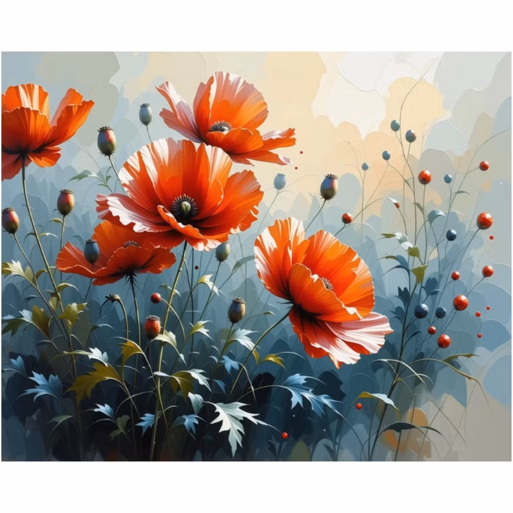 Diamanttavla Vallmo 40x50