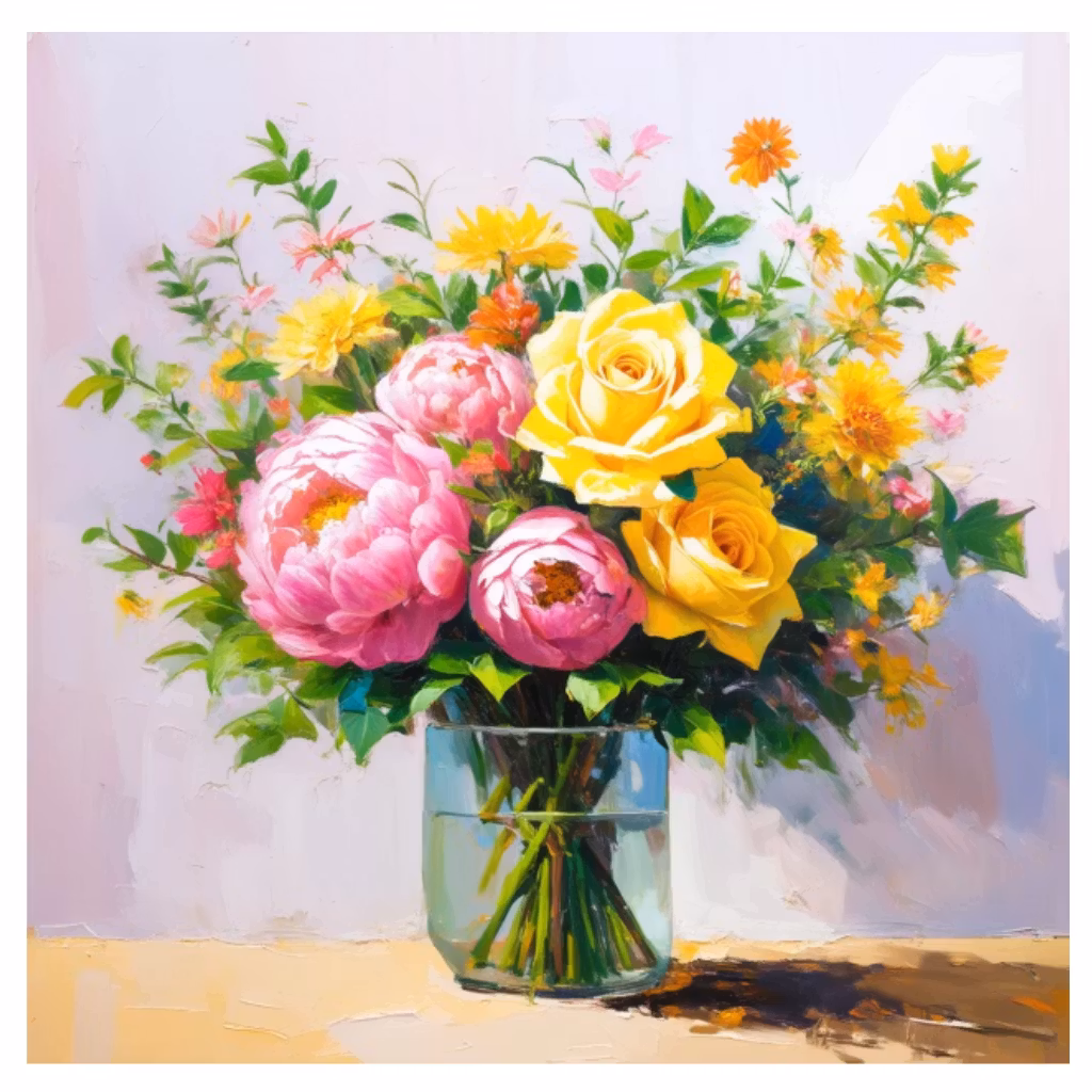 Diamanttavla Bukett Sommarmix 40x40