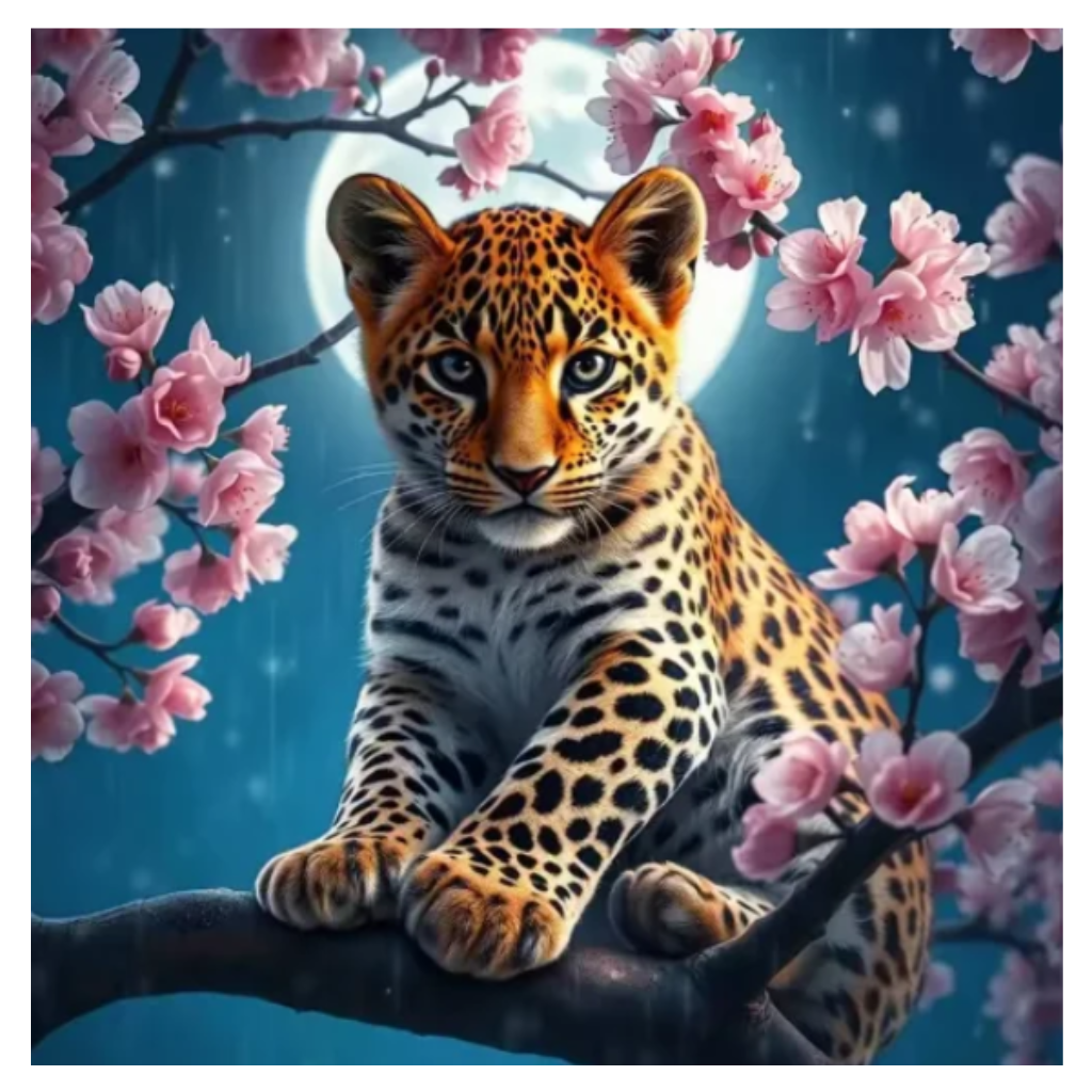 Diamanttavla Leopardbaby 40x40 - Leverans v. 29
