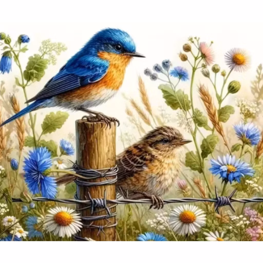 Diamanttavla Fåglar Sommarhage 40x50