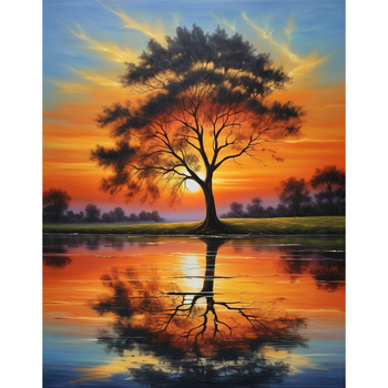 Diamanttavla Sunset Tree 40x50