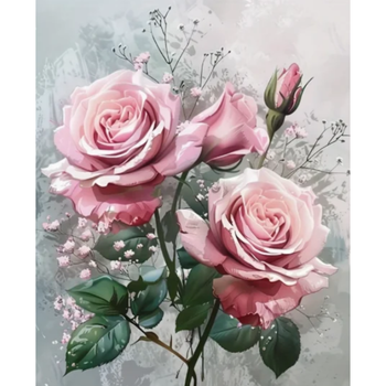 Diamanttavla Pink Roses 40x50