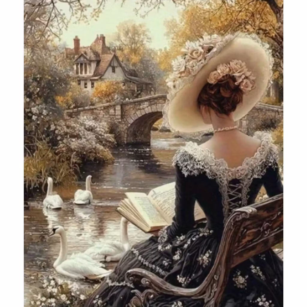 Diamanttavla Swan Lady 50x70