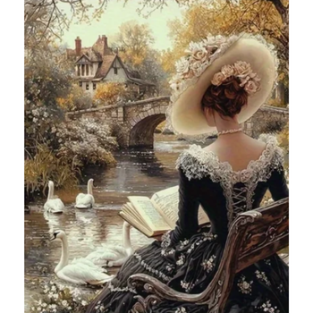 Diamanttavla Swan Lady 50x70