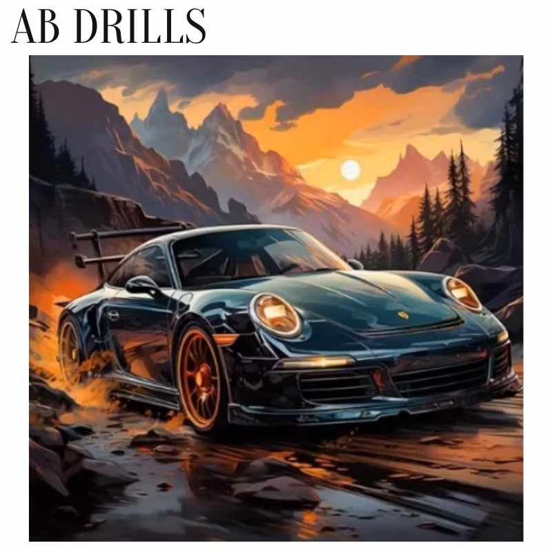 Diamanttavla AB Drills Sunset Luxery Car 50x50