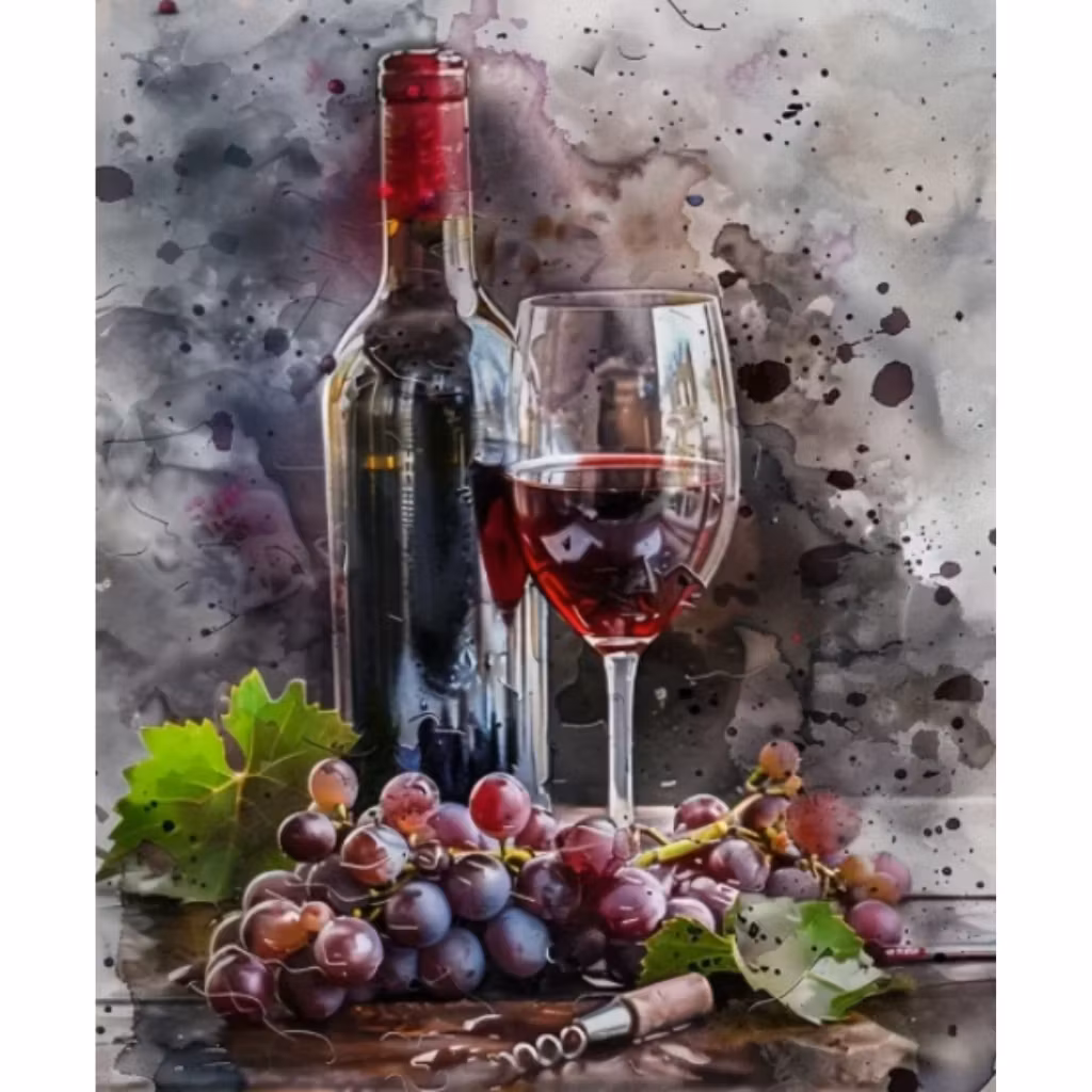 Diamanttavla Red Wine 40x50 - Leverans v. 29