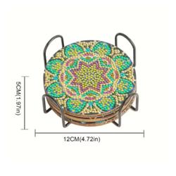 Diamond Painting Glasunderlägg 6-pack Mandala Green