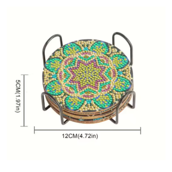 Diamond Painting Glasunderlägg 6-pack Mandala Green