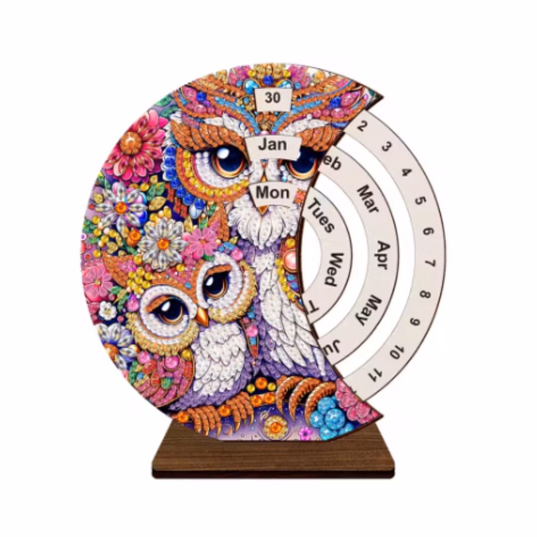 Diamond Painting Evighets Kalender Ugglor