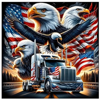 Diamanttavla American Eagle And Truck 50x50