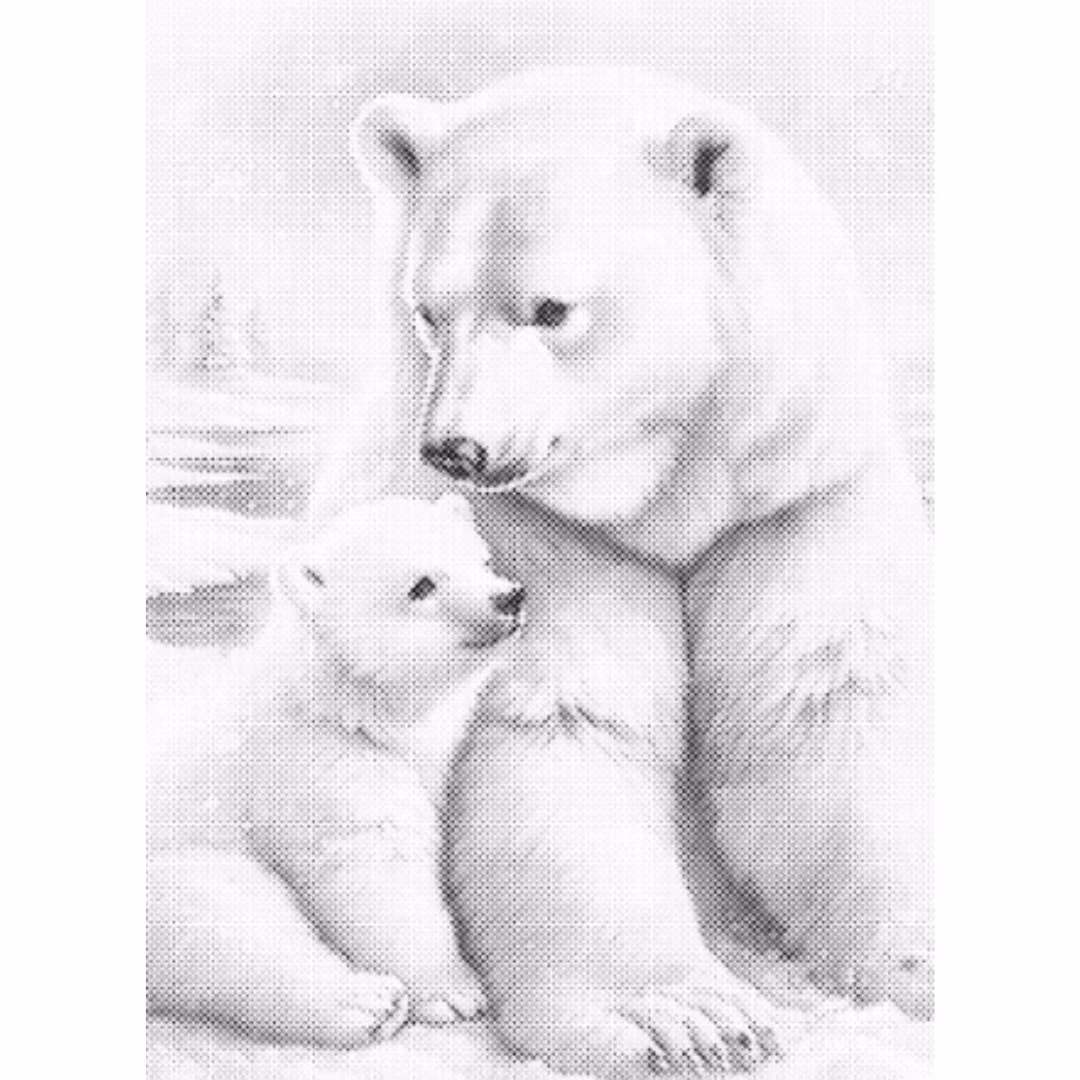 One Color Dot Painting Icebear 30x40