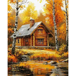 Diamanttavla Skogsstuga 40x50