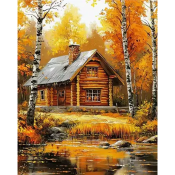 Diamanttavla Skogsstuga 40x50