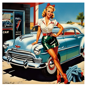 Diamanttavla Retro Girl 50x50