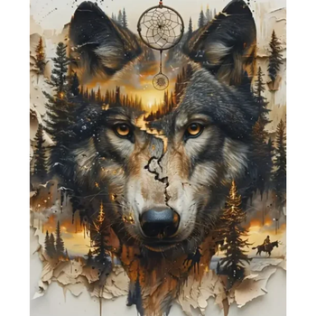 Diamanttavla Nature Wolf 40x50