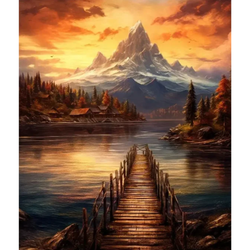 Diamanttavla Mountainlake 40x50
