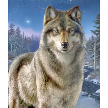 Diamanttavla Wolf (Runda) 40x50