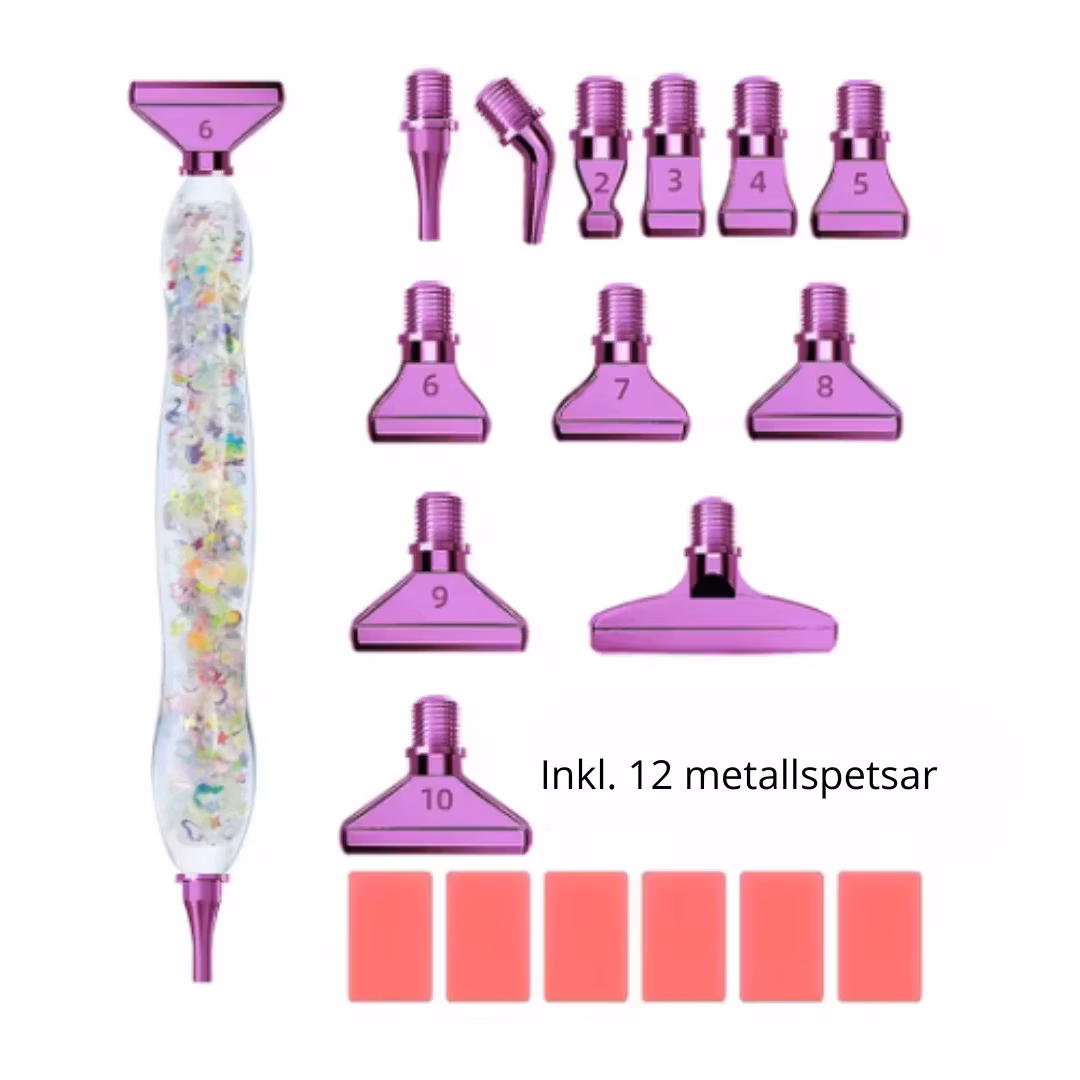 Diamond Painting Resin Penna Självlysande Vit (Lila metalländar)