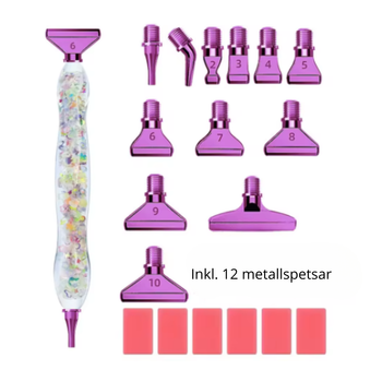 Diamond Painting Resin Penna Självlysande Vit (Lila metalländar)