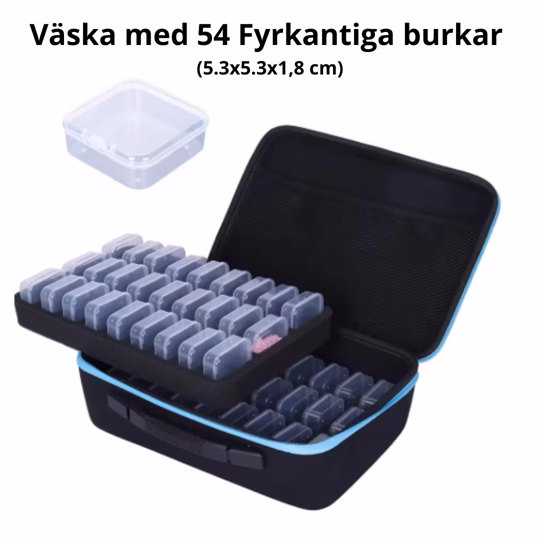 Pärlförvaring Väska Med 54 Fyrkantiga Burkar - Blå