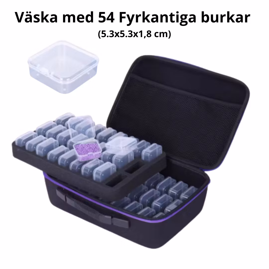 Pärlförvaring Väska Med 54 Fyrkantiga Burkar - Lila
