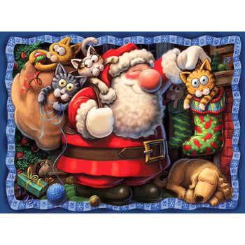 Diamanttavla Santa And Pets 40x50