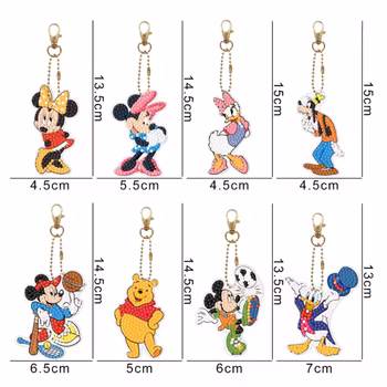 Diamond Painting Nyckelringar Disney 8-Pack 15 cm ( Inkl. kedja)