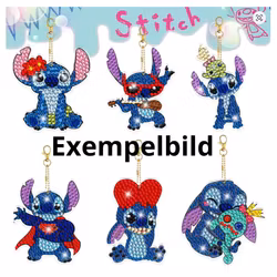 Diamond Painting Nyckelring Cartoon Characters 5-Pack 15 cm ( Inkl. kedja)