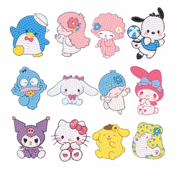 Diamond Painting Stickers Cute Cartoons 12 st
