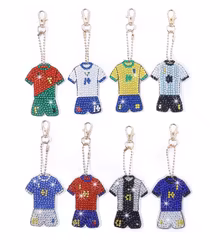 Diamond Painting Nyckelring Fotbollströjor 8-Pack15 cm ( Inkl. kedja)