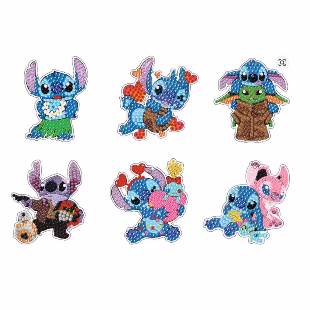 Diamond Painting Nyckelring Stitch 2 6-Pack 15 cm ( Inkl. kedja)