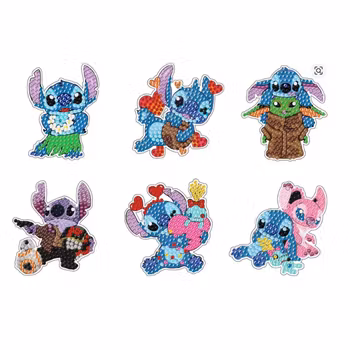 Diamond Painting Nyckelring Stitch 2 6-Pack 15 cm ( Inkl. kedja)