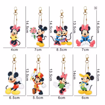 Diamond Painting Mickey & Minnie 8-Pack 15 cm ( Inkl. kedja)