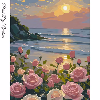 Paint By Numbers Roses Sunset Ocean 40x50 - Leverans vecka 35