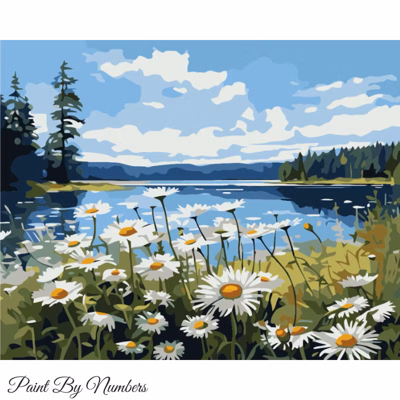 Paint By Numbers Prästkragar Vid Sjö 40x50