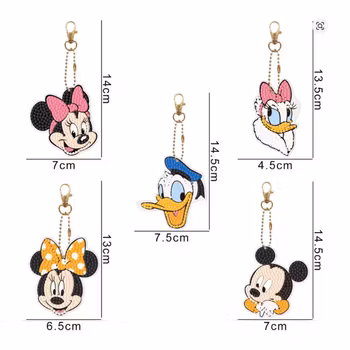 Diamond Painting Nyckelring Disney Faces 5-Pack 15 cm ( Inkl. kedja)
