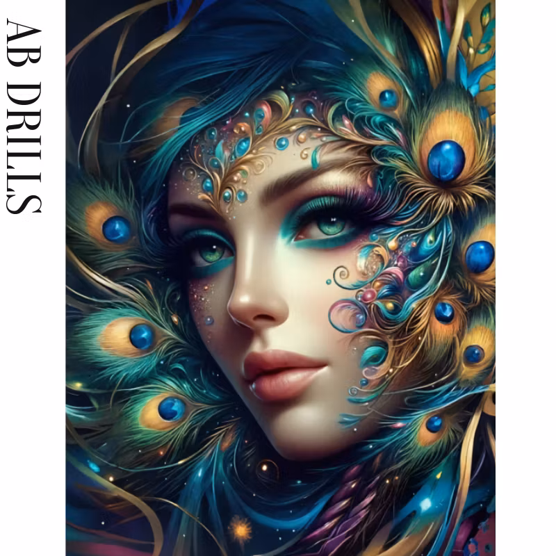 Diamanttavla AB Drills Peacock Woman 40x50