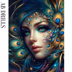 Diamanttavla AB Drills Peacock Woman 40x50