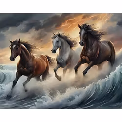 Diamanttavla Ocean Horses 40x50
