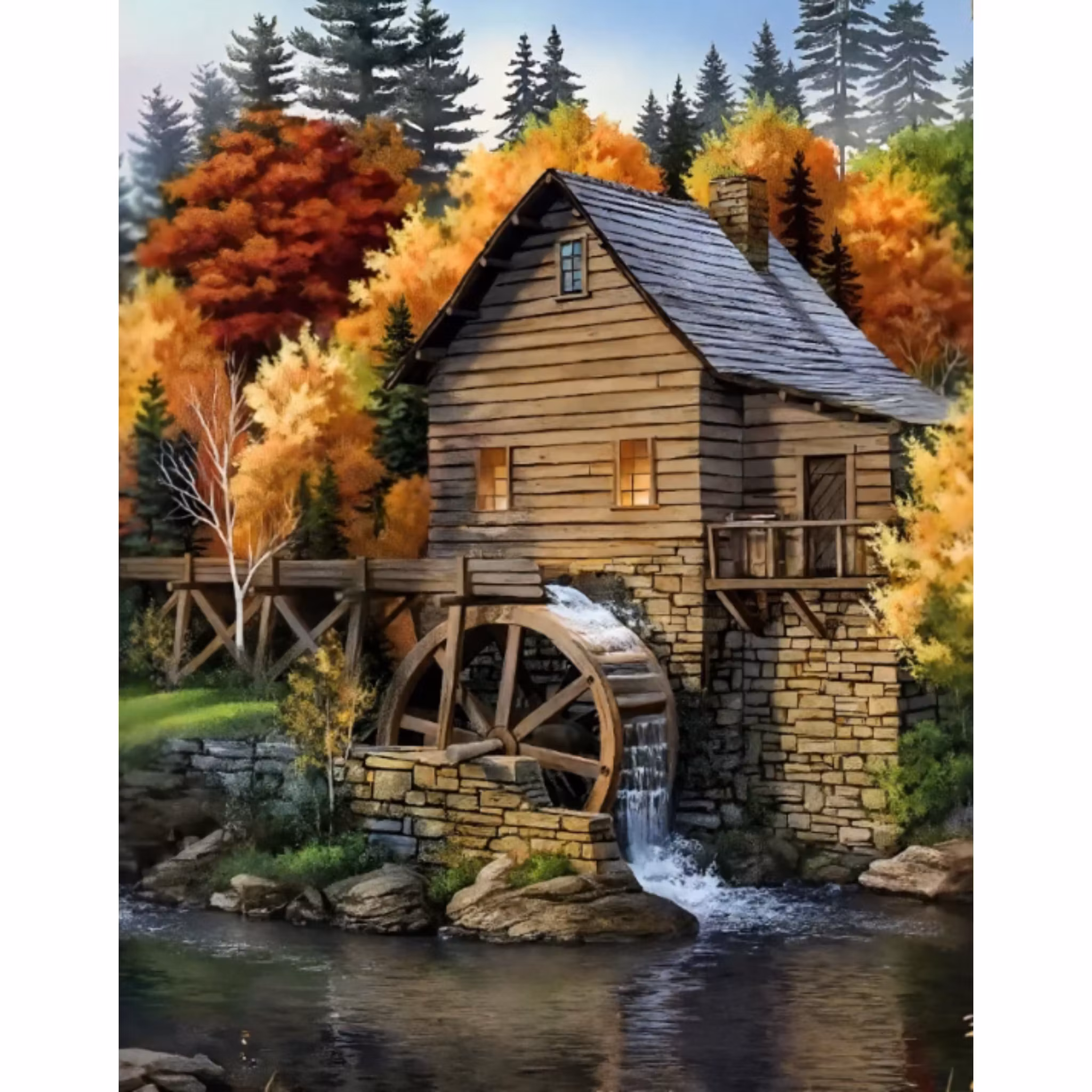 Diamanttavla Vattenkvarn 40x50