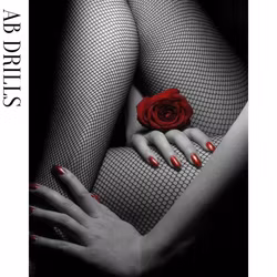 Diamanttavla AB Drills Woman Red Rose 40x50