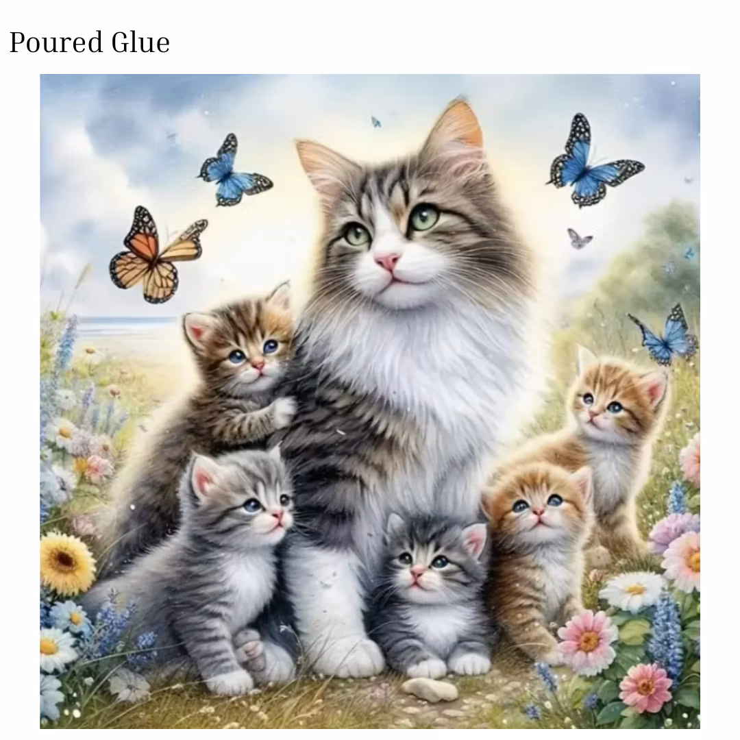 Diamanttavla Poured Glue Catfamily  40x40