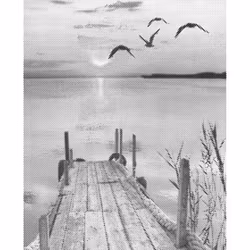 One Color Dot Painting Brygga I Solnedgång 40x50