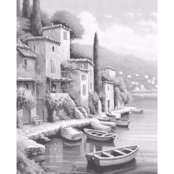 One Color Dot Painting Stadshamn 40x50