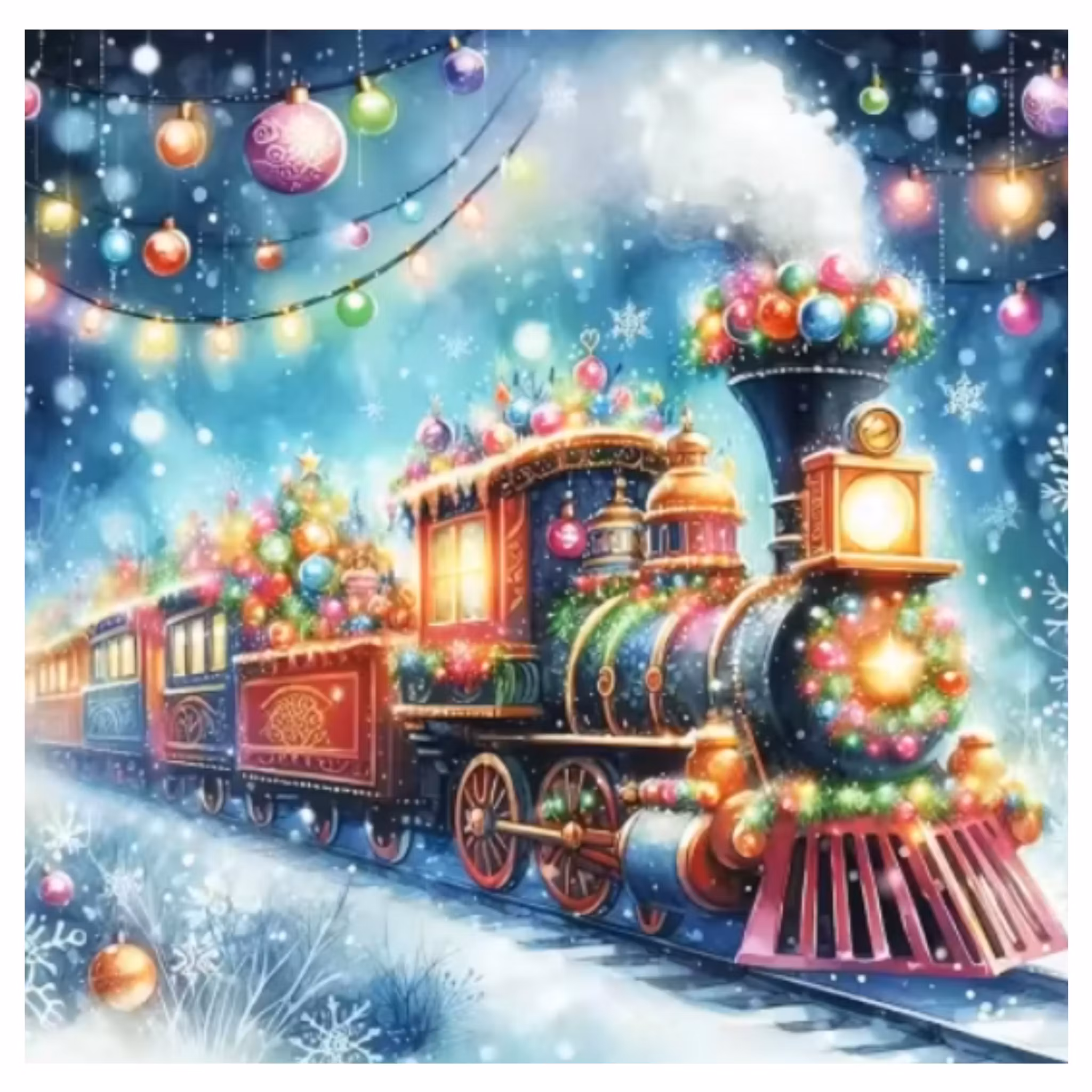 Diamanttavla Tåg Julpynt 40x40