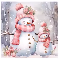 Diamanttavla Söta Snögubbar 40x40