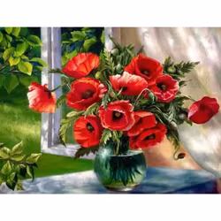 Diamanttavla Vallmobukett 40x50