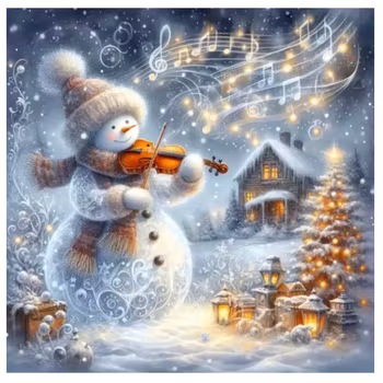 Diamanttavla Snögubbe Fiol 40x40