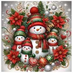 Diamanttavla Snögubbar 40x40